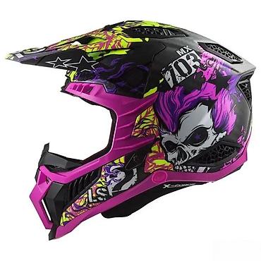 američka pita 7: Motokros kaciga u crnoj boji sa jarkim pink i neon žutim/zelenim — 4
