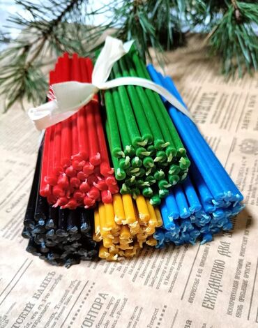 Свечи: Восковые свечи в розницу и оптом продаю . Розовый, жёлтый, чёрный — 5