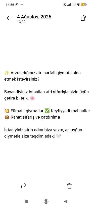 jev cosmetics haqqinda: Xidmət: İstənilən ətirin sifarişlə gətirilməsi - Sevdiyiniz və ya — 1