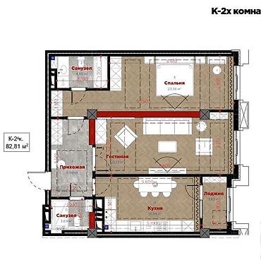 нуран: 2 комнаты, 82 м², Ала-Арча ТРЦ Элитка, 9 этаж, ПСО (под самоотделку) — 2