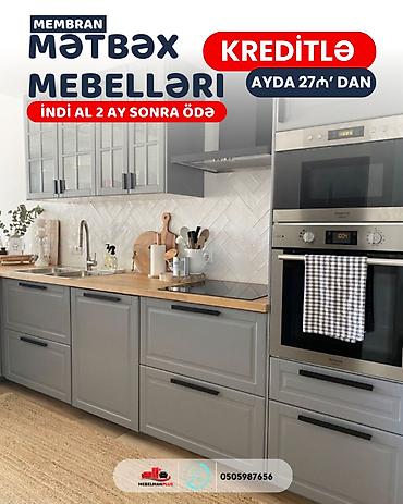 Ev və bağ: Sifarişlə mətbəx dəsti, Özü çəkən petlələr, Mat laminat, Kredit var, Pulsuz çatdırılma — 6