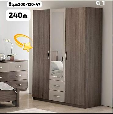 Dolablar: G_1 model paltar dolabı - Ölçü: 200×120×47 sm - Rəng: tünd ağac — 1