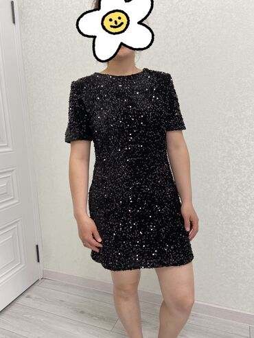 платье с паетками: Вечернее платье, Длинная модель, С рукавами, 3XL (EU 46), 4XL (EU 48)