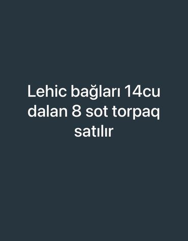 Torpaq sahələrinin satışı: Lehic bağlarında, 14-cü dalanda 8 sot torpaq sahəsi satılır