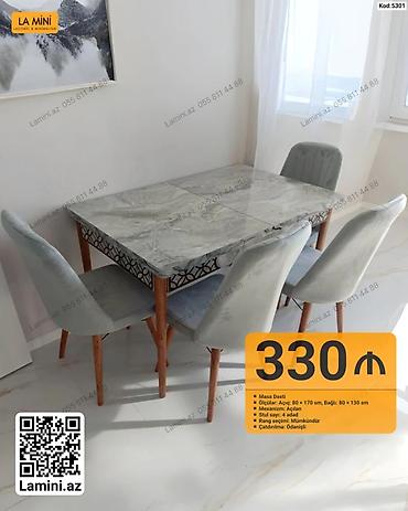 Ev və bağ: Məhsul: Masa dəsti (Kod: 5301) - Masa ölçüləri: açıq 80 × 170 sm — 1