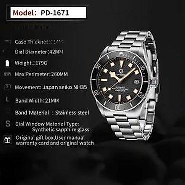Ručni satovi: PAGANI DESIGN PD-1671 - 42mm - Crvena - Tudor BB58 Homage Potpuno nov — 16