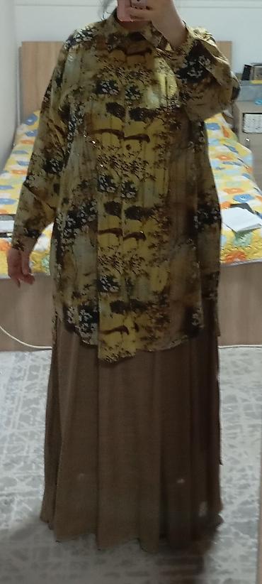 Другая женская одежда: Женский комплект рубашка длинная почти до колен+длинная юбка спереди — 1