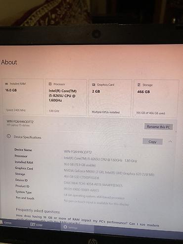 nvidia shield: HP Laptop 15-da0xxx – 15.6" noutbuk Texniki xüsusiyyətlər: - — 2