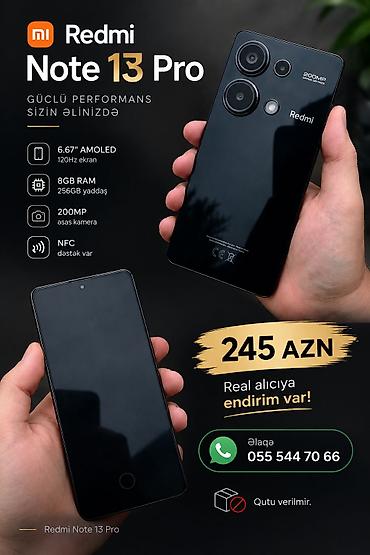 acılıb bağlanan telefon: Redmi Note 13 Pro, 256 GB, rəng - Qara — 1