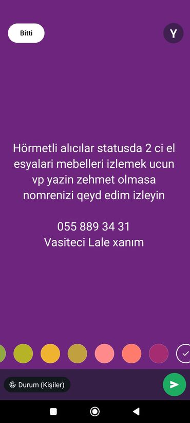 Araba-beşiklər: 2 ci el statuslari izlemek ucun yazin vp zehmet olmasa nomrenizi qeyd