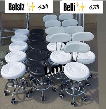Salon, tibbi mebel: Təkərli, fırlanan oturacaqlar təqdim olunur. Modellər belsiz və belli — 1