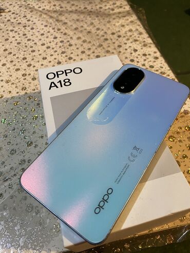 500 manatlıq telefonlar: Oppo A8, 128 GB, rəng - Mavi, Zəmanət, Barmaq izi, İki sim kartlı