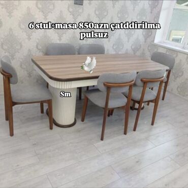 Komodlar: Qonaq otağı üçün, Yeni, Dördbucaq masa, 6 stul