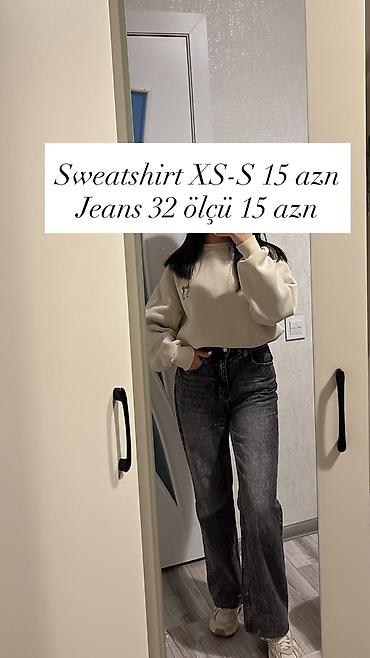 kişi svitşotları: Sweatshirt və cins şalvar dəsti - Sweatshirt: XS–S ölçü - Rəng — 1