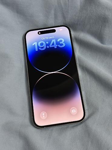 apple 16pro max: IPhone 14 Pro, Б/у, 128 ГБ, Серебристый, Чехол, 76 % — 2