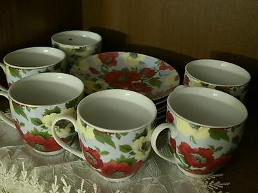 yastık: Çay dəsti, rəng - Qırmızı, Farfor — 1