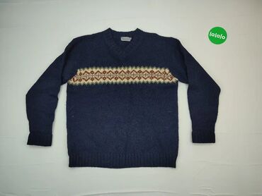Bluzki: Sweter, L (EU 40), wzór - Print, kolor - Niebieski