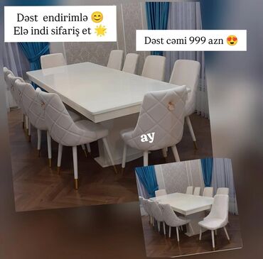 Sifarişlə mebel: Kvadrat masa, Qonaq otağı üçün, 10 nəfər