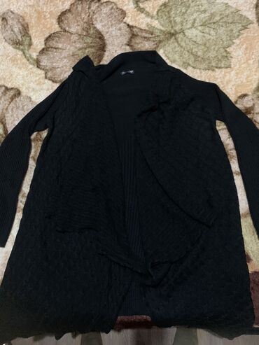 длинный вязаный кардиган: Женский свитер 3XL (EU 46), 4XL (EU 48), цвет - Черный, Adl