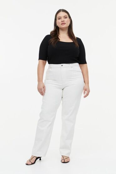 чёрные джинсы: Прямые, H&M, США, Высокая талия