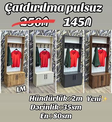 kohne dolab: Dəhliz üçün asılqanlı dolab - Modellər: ağ, açıq palıd, tünd boz — 1