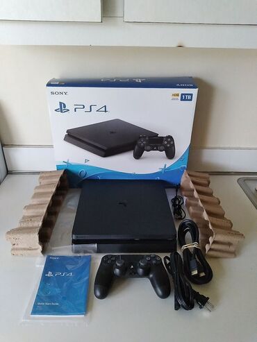sony playstation 4 pro: PlayStation 4 slim 1000гб, 3 ревизия, коробка, документы, шнуры
