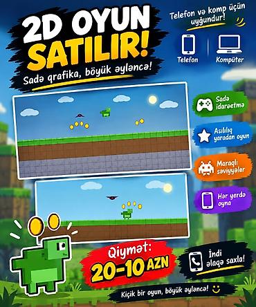 Əyləncəli 2D platformer oyunu satılır! 🎮🔥 🦖 Sadə və maraqlı gameplay lalafo.az -da Əyləncəli 2D platformer oyunu satılır! 🎮🔥 🦖 Sadə və maraqlı gameplay