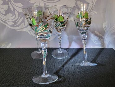 Čaše: Case za vino,rucno oslikane,kristalno staklo iz 80ih.god. Case rucno — 3