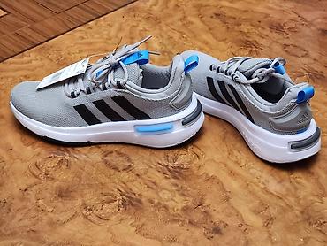 Kişi ayaqqabıları: Adidas kişi qaçış/idman krossovkaları - Rəng: boz üst hissə, qara üç — 5