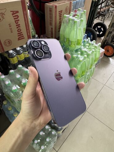 скупка бу телефонов на запчасти: IPhone 14 Pro Max, Колдонулган, 128 ГБ, Deep Purple, Коргоочу айнек, Каптама, Кабель, 85 %