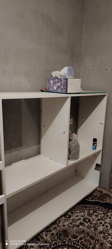 Salon, tibbi mebel: Ağ rəngli açıq rəfli şkaf sistemi - Material: laminat/LDSP ağ panel - — 3