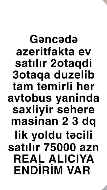 biləcəri kirayə evlər 2024: Gəncə, 3 otaqlı, Köhnə tikili, 120 kv. m