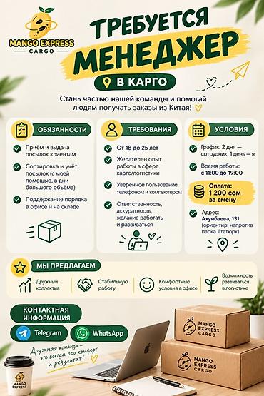 вакансия грузовой: Вакансия: менеджер в карго (Mango Express Cargo) Стань частью команды — 1