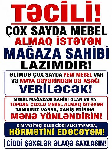 en ucuz mebeller: Təcili! Topdan çox sayda mebel almaq istəyən mağaza sahibi axtarılır — 1