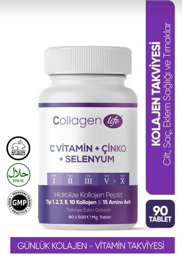 vitamin siroplari: Collagen vitamini! 💊 90 ədəd tablet (3 aylıq istifadə) (collegenin 1-5
