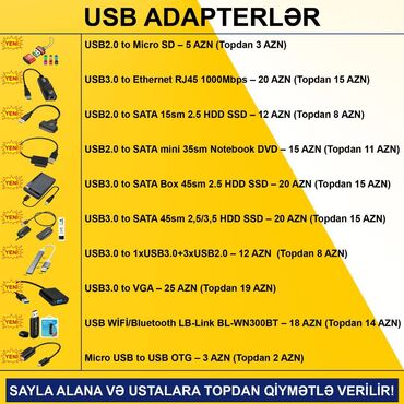 Digər kompüter aksesuarları: Adapterlər/Keçidlər SAYLA ALANA VƏ USTALARA TOPDAN QİYMƏTLƏ VERİLİR! — 4