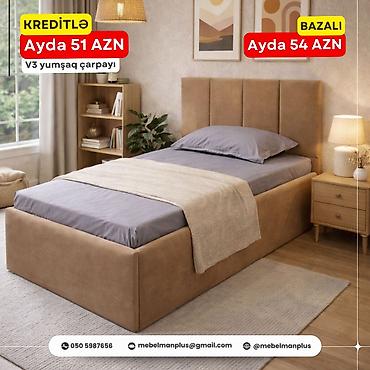 Çarpayılar: Yeni, Təknəfərlik çarpayı, Bazalı, Matras ilə, Azərbaycan — 3