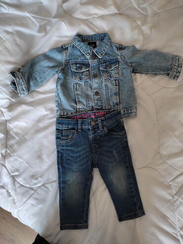 детский джинсовый костюм: Комплект, цвет - Синий, Б/у