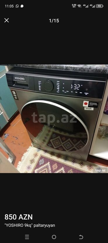 Paltaryuyan maşınlar: Paltaryuyan maşın 9 kq, İşlənmiş, Avtomat, Qurutma var, Kredit yoxdur, Ünvandan götürmə, Ödənişli çatdırılma, Rayonlara çatdırılma — 12