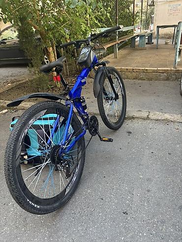 İdman velosipedləri: Dağ/şəhər üçün universal velosiped – mavi rəngdə, qatlanan gövdə — 1