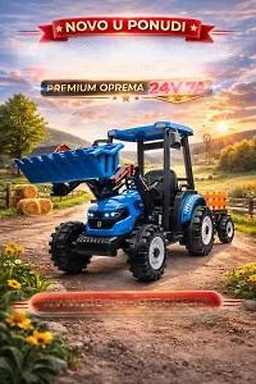 Traktori: Dečiji električni traktor sa prikolicom i utovarivačem – Premium — 8