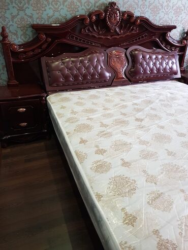 белорусская мебель спальный гарнитур бишкек цены: Спальный гарнитур, Двуспальная кровать, Шкаф, Комод, цвет - Бежевый, Б/у