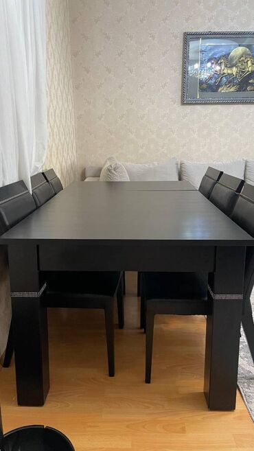 стол из массива: Б/у, Раскладной, 6 стульев, Турция