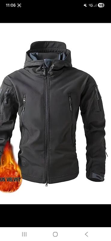 payız ust geyimləri: Kişi üçün qara rəngli kapüşonlu softshell gödəkçə - Ölçü: XL - İç — 1