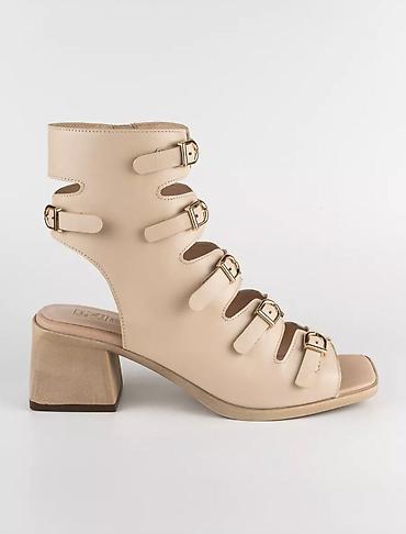 Босоножки, сандалии, шлепанцы: Женские Босоножки-Гладиаторы MAXI на каблуке, бежевые, натуральная — 14