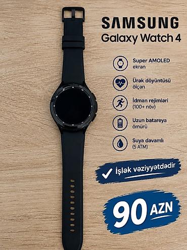 jvc smart tv: Samsung Galaxy Watch 4 – qara rəngli ağıllı saat Xüsusiyyətlər: - — 1