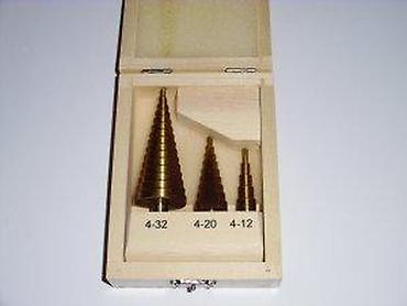 Burgije: Set stepenastih burgija – 3 komada u drvenoj kutiji - Tip: stepenaste — 11