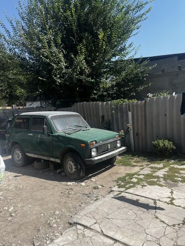 кондиционер в машину от прикуривателя: Автомобиль Лада Нива зеленого цвета, припаркованный на грунтовой