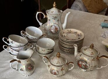 Çay dəstləri və servizlər: Çay dəsti, rəng - Ağ, Farfor, 12 nəfərlik, Almaniya