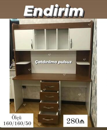купить компьютерный стол бу: Ofis və ya ev üçün nəzərdə tutulmuş bu yazı masası, rahat iş sahəsi